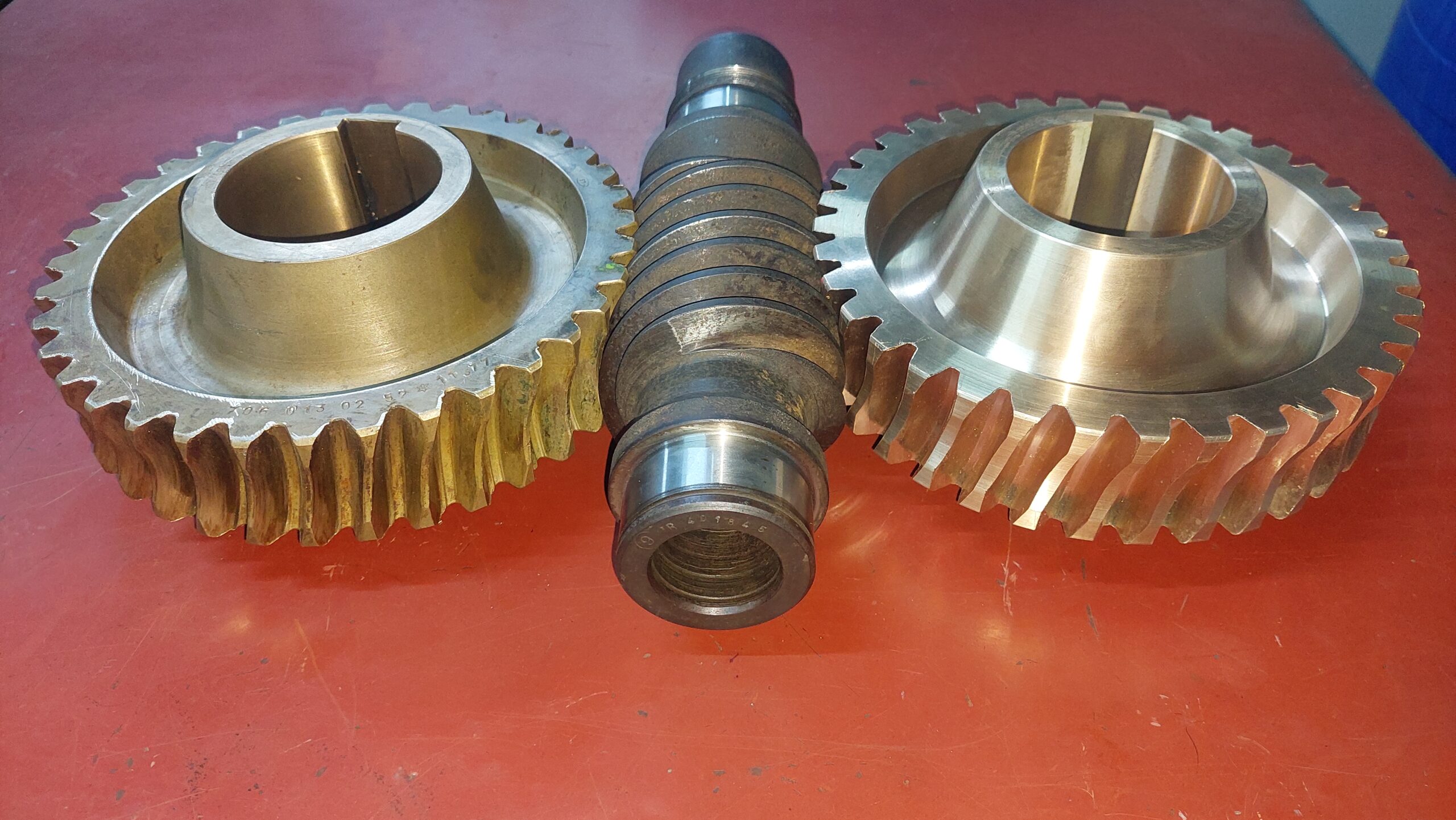 Tornillo sinfín y coronas mecanizadas para transmisión industrial