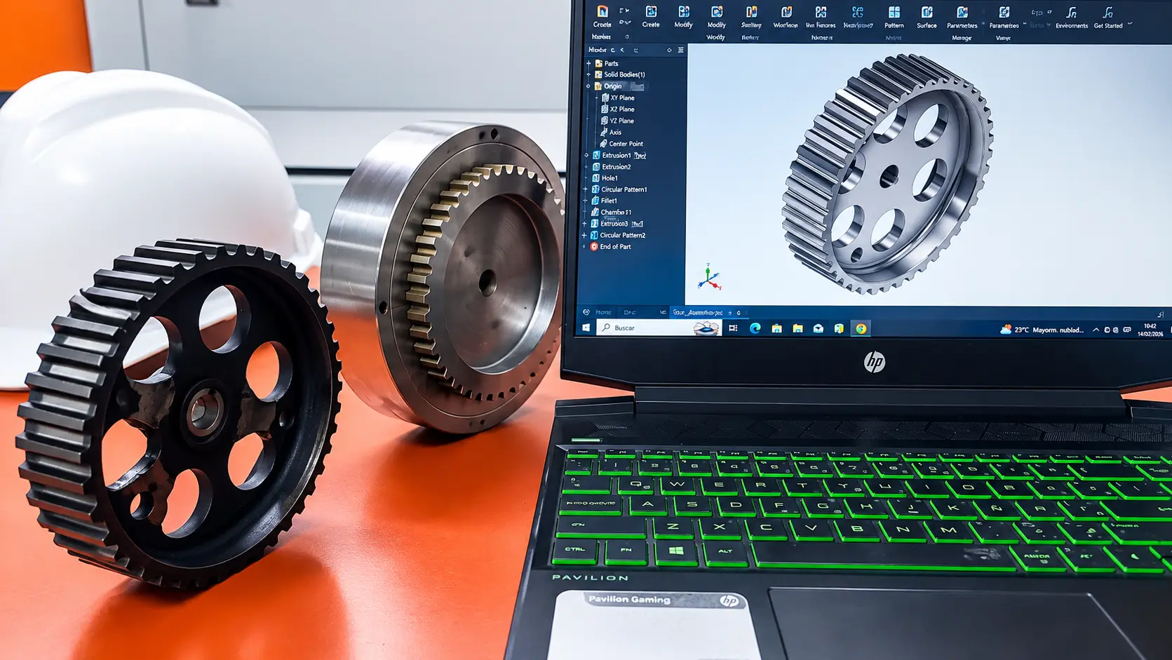 Diseño CAD de engranajes y componentes para fabricación de equipos industriales