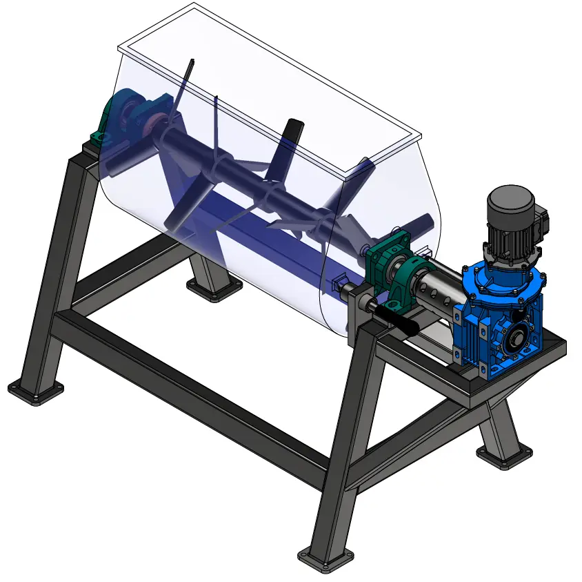 Diseño de mezclador o transportador helicoidal para aplicaciones industriales