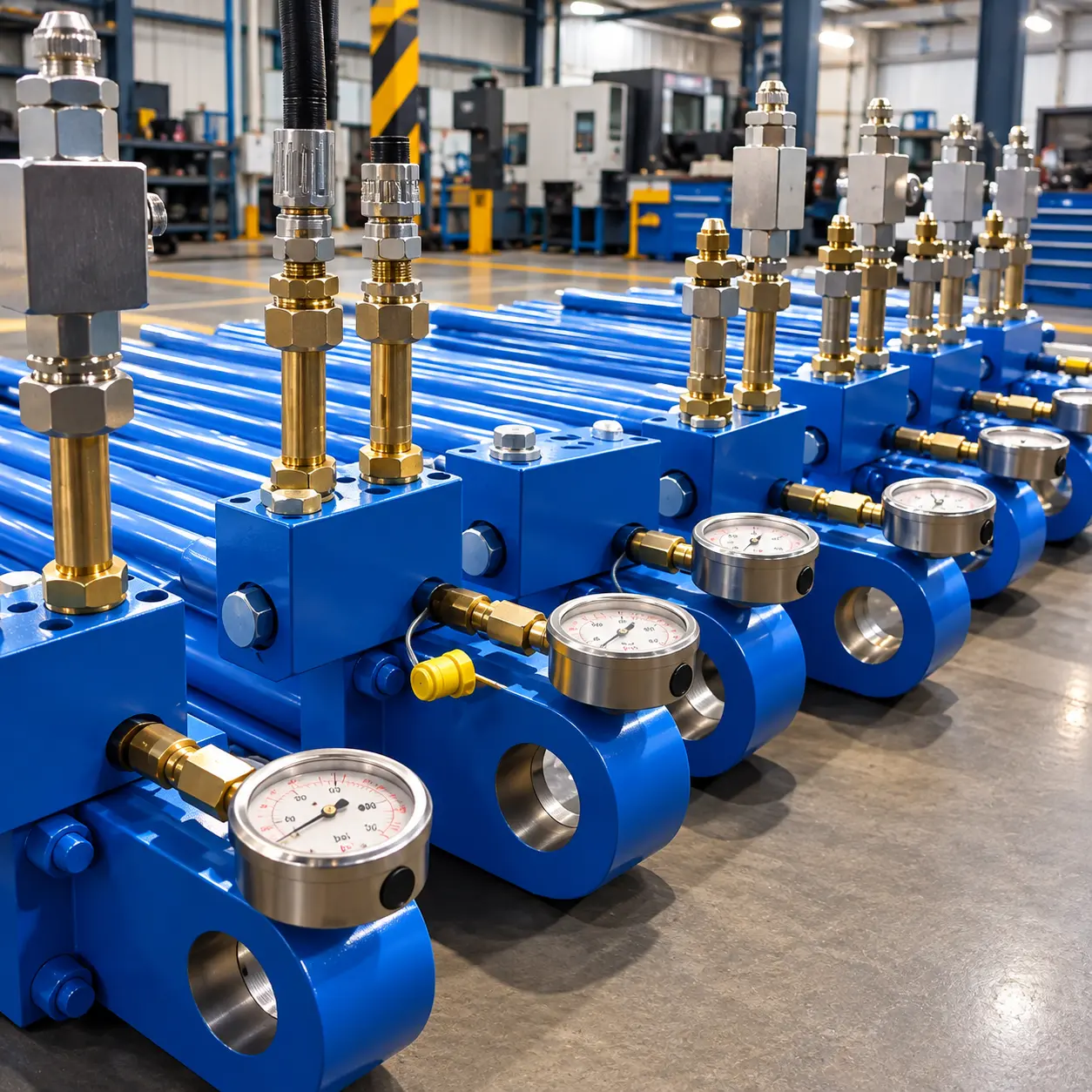 Módulos hidráulicos con válvulas y manómetros para uso industrial